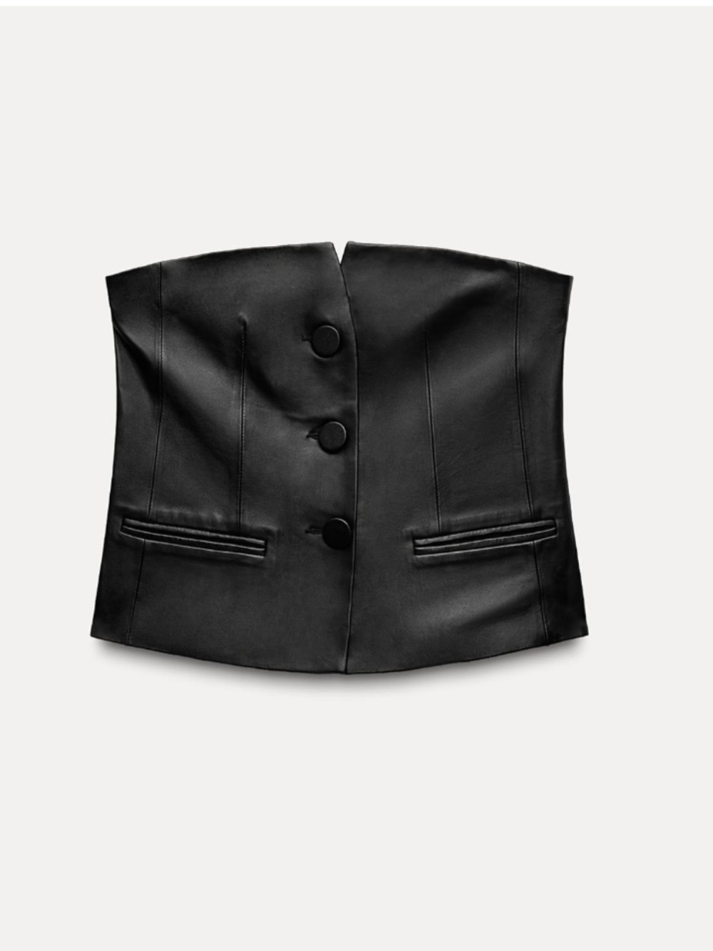 NWT Zara 100% Leather Black Bustier Corset Vest Top Size Medium - Picture 3 of 7